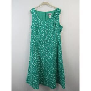 Robbie Bee Size 16 Polka Dot Flower Accent Full Skirt Sleeveless Fit & Flare